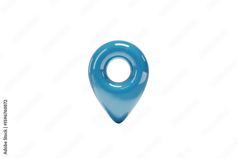 Fototapete 3D Rendered Blue Location Pin Icon with Glossy Finish on Transparent Background rendered blue location pin icon glossy finish The transparent background makes