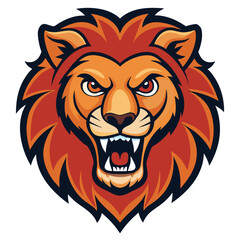 Obraz premium Fierce Cartoon Lion Head Mascot Illustration.