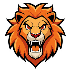 Fototapeta premium Fierce Cartoon Lion Head Mascot Illustration.