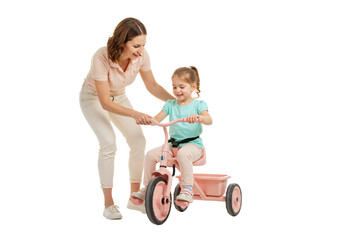 mother and daughter on bicycle