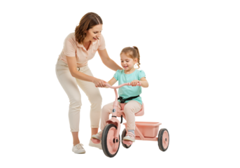 mother and daughter on bicycle