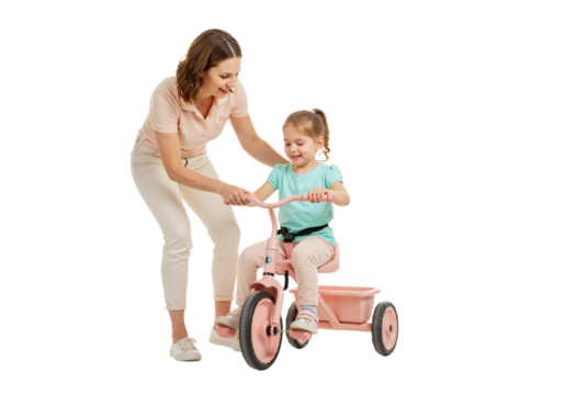 mother and daughter on bicycle