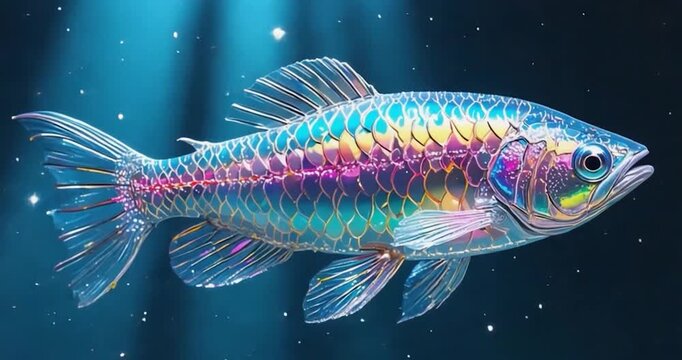 Iridescent fish underwater scene