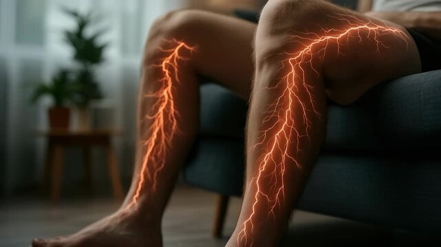 Leg sensation: nerve impulse, tingling signal, varicose discomfort, muscle fatigue, circulation issue, restless feeling, vascular symptom, skin reaction, goosebump trigger, subtle pressure.