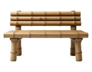 Bamboo Bench Front View of a Wooden Park Seat