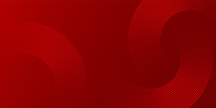 Modern abstract red background with circle lines. Geometric stripe line art design for poster, brochure, cover, website, header, web banner, presentation.