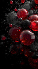 Abstract Red and Black Bubbles