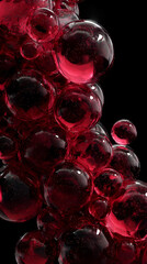 Abstract Red Spheres on Black 3D Render