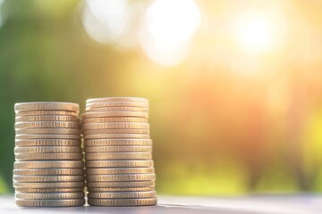 Stacks of Coins Representing Financial Growth in Positive Environment