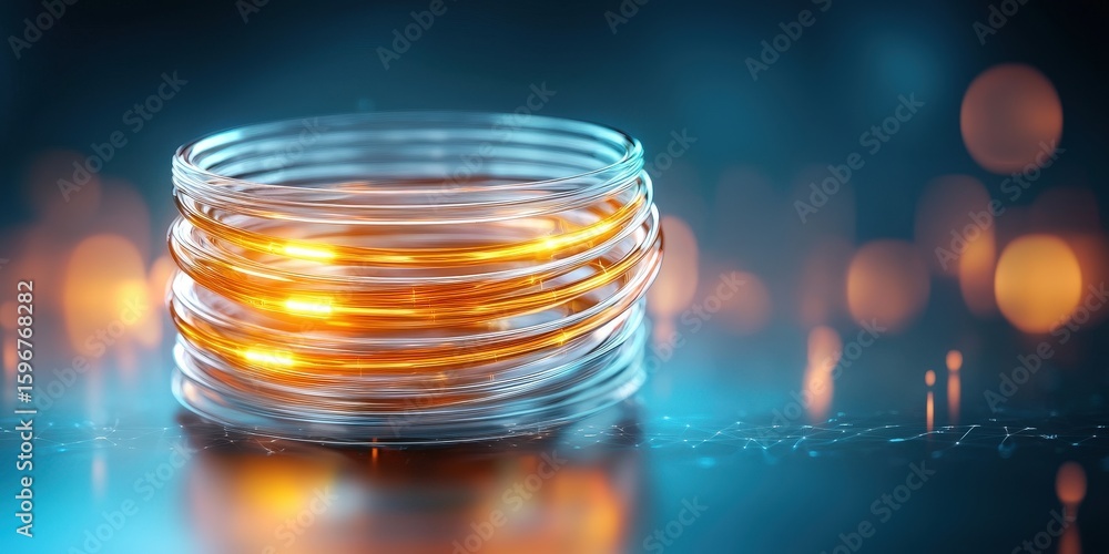 Aufkleber electricity current storage concept. illuminated circular design with glowing elements against a sof