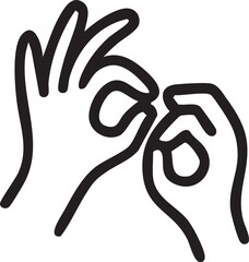  An icon of two hands forming gestures, representing sign language and communication for the hearing impaired.