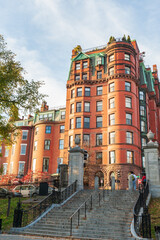 Upscale real estate in the affluent Beacon Hill neighborhood, Boston, USA