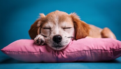 naptime bliss delightful canine catching some sleep on a soft pink pillow