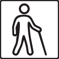 This image is a black silhouette icon of a person with a cane, representing accessibility for individuals with visual impairments.