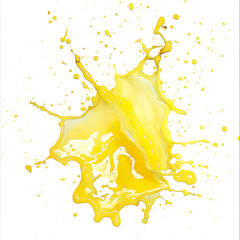 Vibrant yellow liquid splash isolated on transparent background