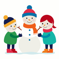 children with snowman