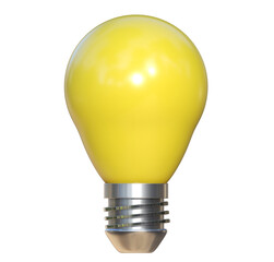 3d yellow light bulb on png transparent background.