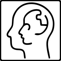A  icon of a human head silhouette with a brain inside, representing cognitive or intellectual disability.