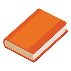 Simple orange hardcover book with white pages shown from an isometric perspective, Orange Hardcover Book Vector Illustration, Closed Isometric Design