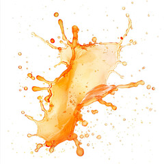 Orange juice splash dynamic liquid motion isolated on transparent background