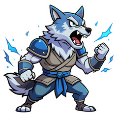 angry wolf cartoon isolated on white