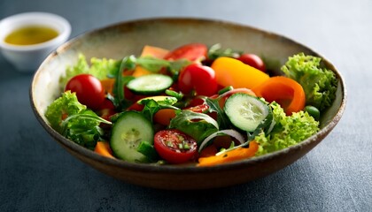 bowl of fresh raw vegetables salad