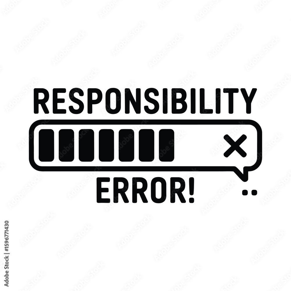 Poster responsibility error loading bar silhouette isolated on white background