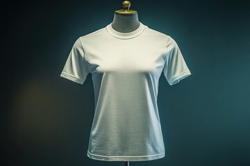 Studio shot of a soft-fabric women’s crew-neck T-shirt styled on a torso form, perfect for showcasing fashion fit, apparel cuts