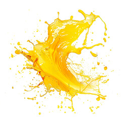 Vibrant orange juice splash isolated on transparent background