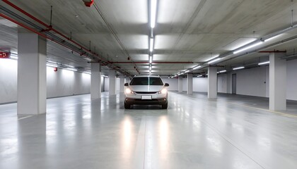 Modern, empty underground parking garage