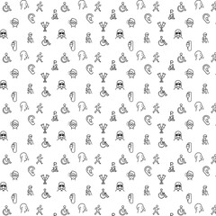 The image is a seamless pattern featuring various disability icons, including wheelchairs, guide dogs, prosthetic legs, hearing aids, sign language symbols, and individuals with visual or cognitive im