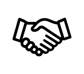 Depiction of a handshake as a partnership icon, suitable for business concepts or symbolizing cooperation and agreement with a clean design.