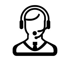 Sleek graphic of a customer service representative with headset, ideal for business cards or call center promotional material.