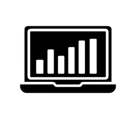 Computer display showing a rising bar graph represents data analytics and digital reporting for business growth and financial planning.