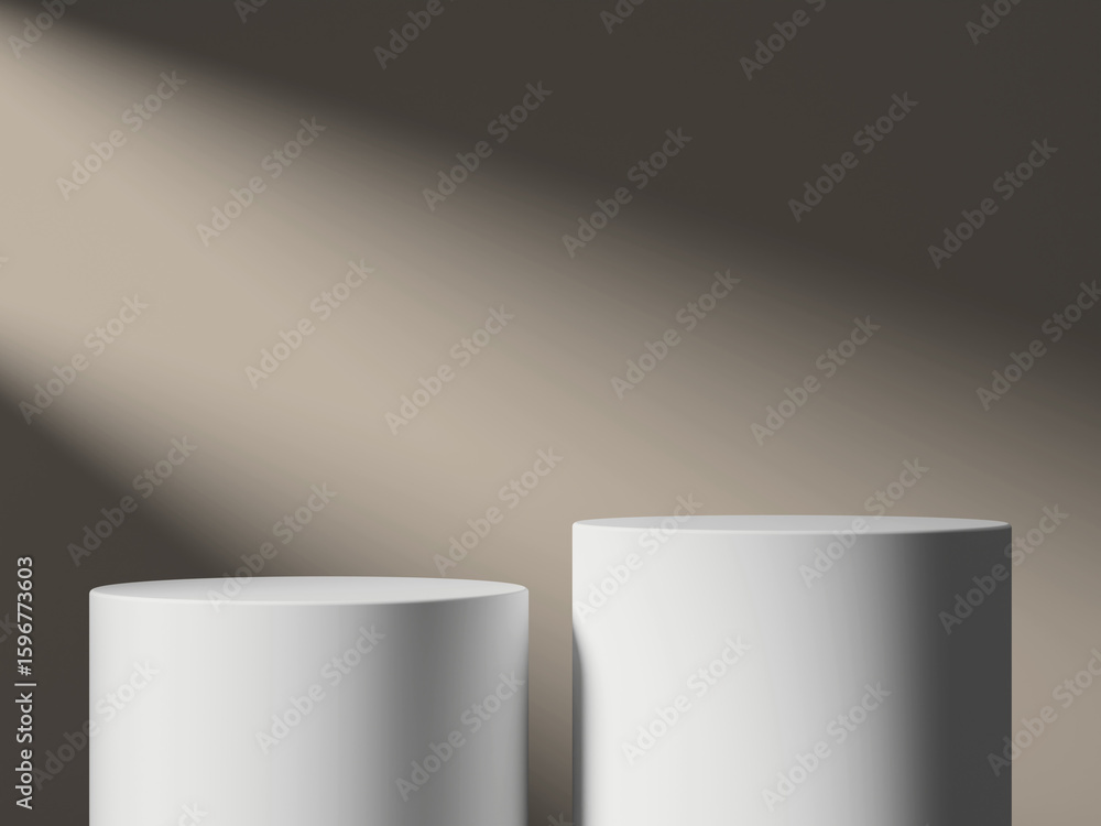 Poster elegant podiums illuminated by soft light on a dark background.