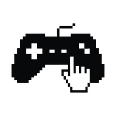 Fototapeta premium Pixel art video game controller silhouette isolated on white background