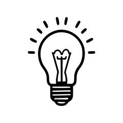 Shining lightbulb represents innovation, creativity, and the birth of bright ideas in a simple graphic design.
