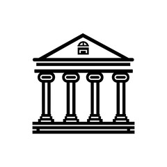 Fototapeta premium Elegant line art rendering showcases a classical courthouse or museum facade with iconic pillars, ideal for architectural designs.