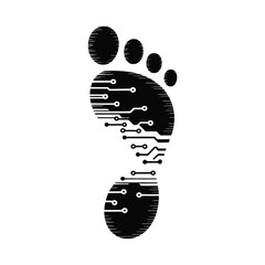 Digital footprint silhouette isolated on white background