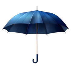 Classic blue umbrella for protection from rain and sun, durable and stylish design isolated on transparent background.