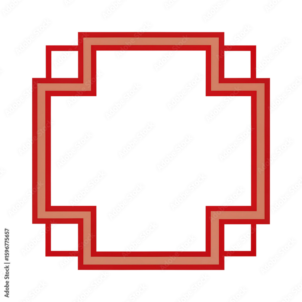 Poster a red and orange square frame with corner accents is isolated on transparent background