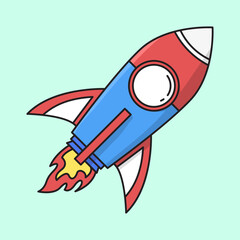 Colorful Cartoon Rocket Illustration for Kids and Education