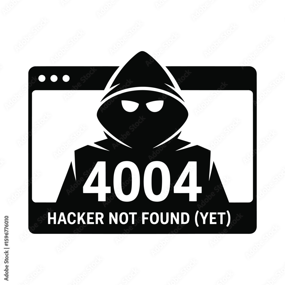 Poster hacker not found error 4004 silhouette isolated on white background