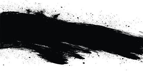 High-Resolution Vector Black Brush Stroke with Rough Edges – Abstract Ink Texture for Poster, Branding & Web Background Use