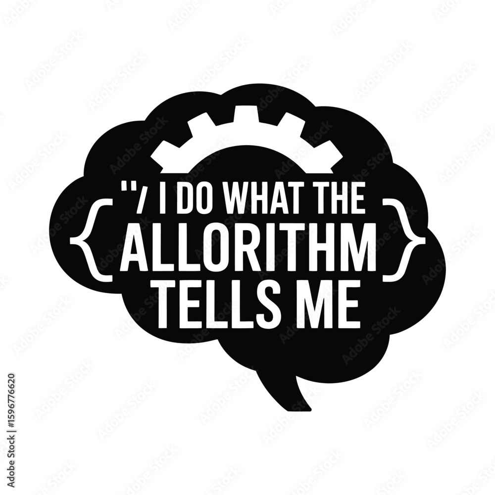 Fototapete funny algorithm brain silhouette isolated on white background