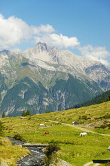 Obraz premium The panorama of Malfontal valley, Pettneu am Arlberg, Austria 