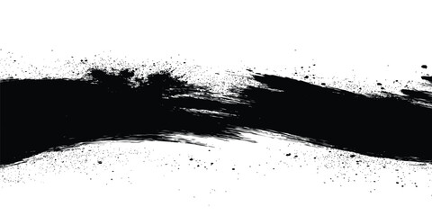  Isolated Hand-Painted Black Ink Brush Stroke – Grunge Artistic Texture on Transparent Background for Creative Layouts.  Rugged Artistic Texture for Edgy Design & Web Use