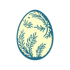 Easter egg design with floral botanical elements on a white background, perfect for spring holiday cards or seasonal graphic elements.