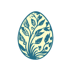 Decorative Easter egg design featuring floral and leafy ornaments in an elegant shape, perfect for spring-themed crafts and festive decorations.