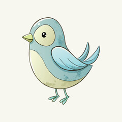 Adorable Cartoon Blue Bird Illustration for Children s Book